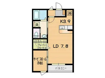 パルテG(1LDK/2階)の間取り写真