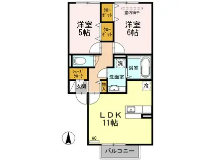 GRANDIR(2LDK/2階)の間取り写真