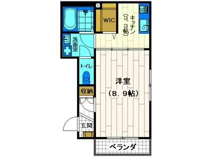 カーサビアンカ(1K/2階)の間取り写真