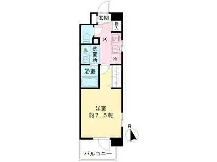 バニヤンレア府中(1K/2階)の間取り写真