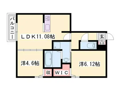 レジデンス北野II(2LDK/1階)の間取り写真