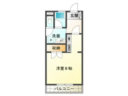 ユースハイムくまなん(1K/2階)の間取り写真