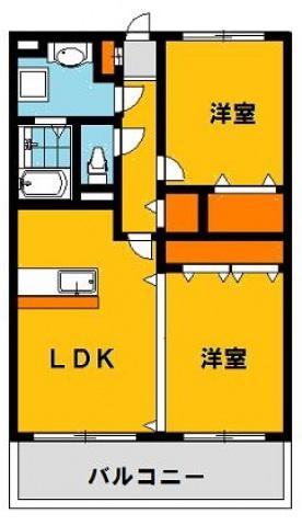 ユーミーつるた3(2LDK/1階)の間取り写真