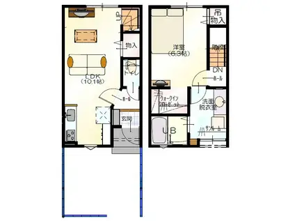 D-BOX新庄北町(1LDK/1階)の間取り写真