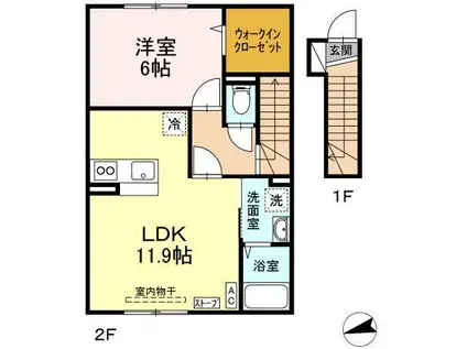 K-HAUS A(1LDK/2階)の間取り写真
