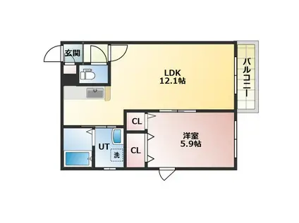 エストフォーレ16II(1LDK/2階)の間取り写真