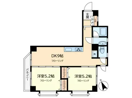 ルミエール目黒(2DK/2階)の間取り写真