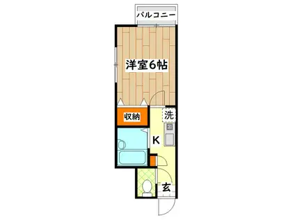 ヒルズ北條(1K/1階)の間取り写真