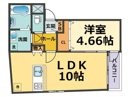 パロス武庫川(1LDK/1階)の間取り写真