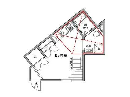 グランエッグス高円寺W(ワンルーム/1階)の間取り写真