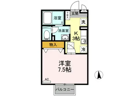 サンテラスPIXY(1K/1階)の間取り写真