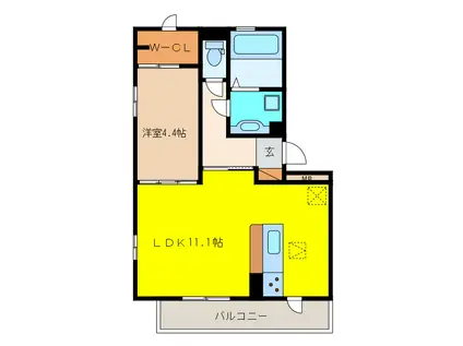 カトル セゾンIII(1LDK/3階)の間取り写真