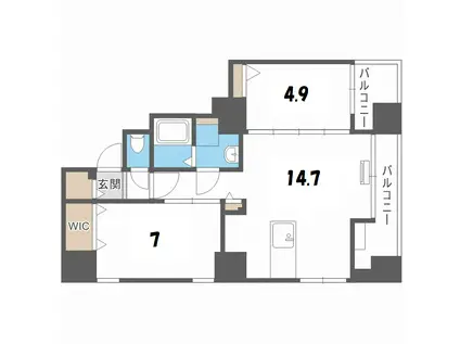 ビッグタワー大通公園(2LDK/14階)の間取り写真