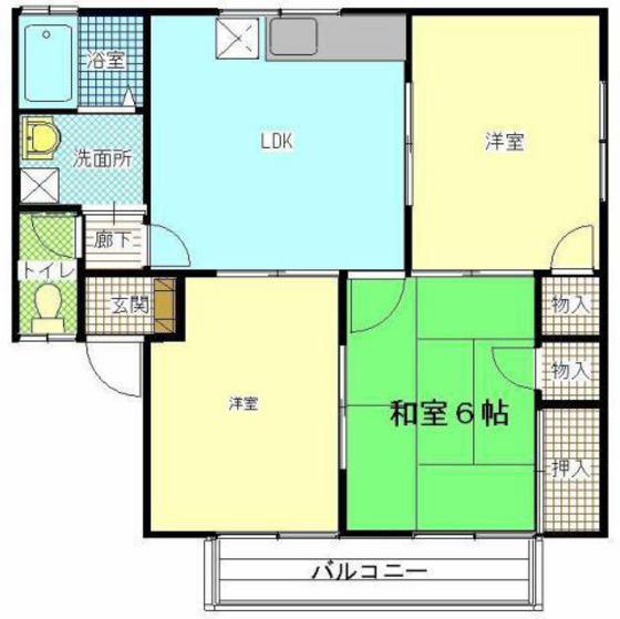 サニーコート A棟(3DK/2階)の間取り写真