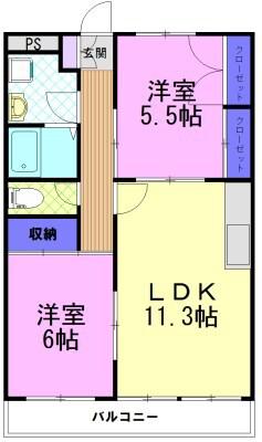 メゾンド・ダイハチ(2LDK/1階)の間取り写真