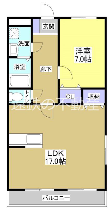 ヴィーブル野口(1LDK/2階)の間取り写真