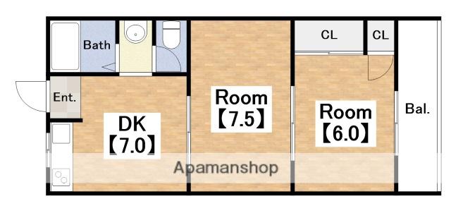 マンションエイタツ(2DK/3階)の間取り写真