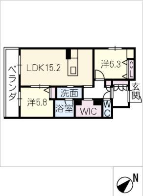 アンビエラ八事(2LDK/1階)の間取り写真