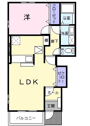 ANGE PALAZZOII番館(1LDK/1階)の間取り写真