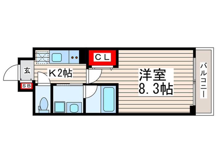 カモミール一之江(1K/6階)の間取り写真