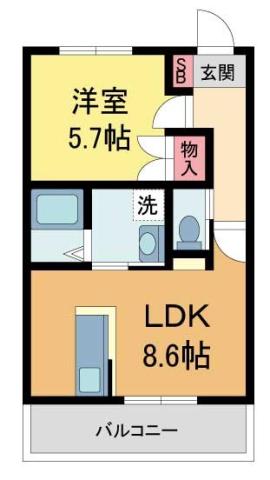 アルバ上甲東園(1LDK/3階)の間取り写真