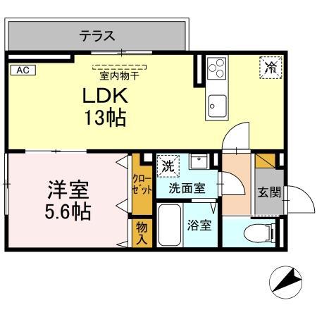 D-INVEST栄町(1LDK/1階)の間取り写真