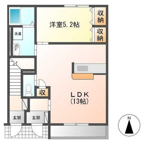リッツパークA(1LDK/1階)の間取り写真