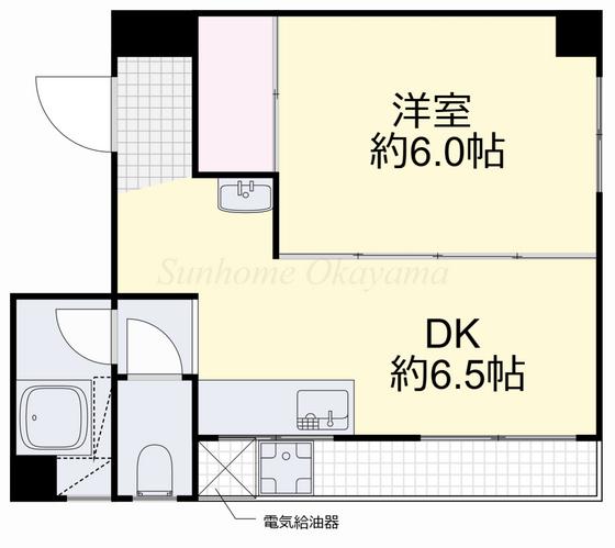 メ―ゾンS(1DK/4階)の間取り写真