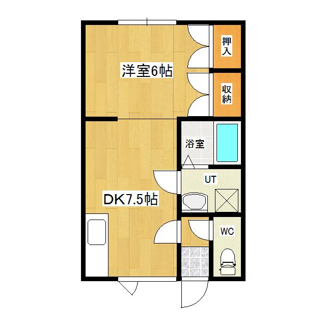 光西町進和ハイツ1(1DK/2階)の間取り写真