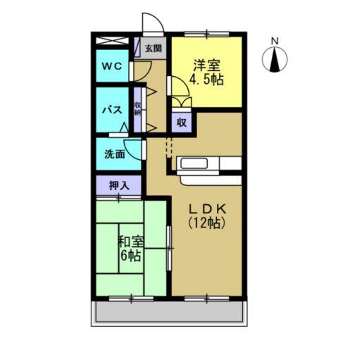 プリムローズ(2LDK/1階)の間取り写真