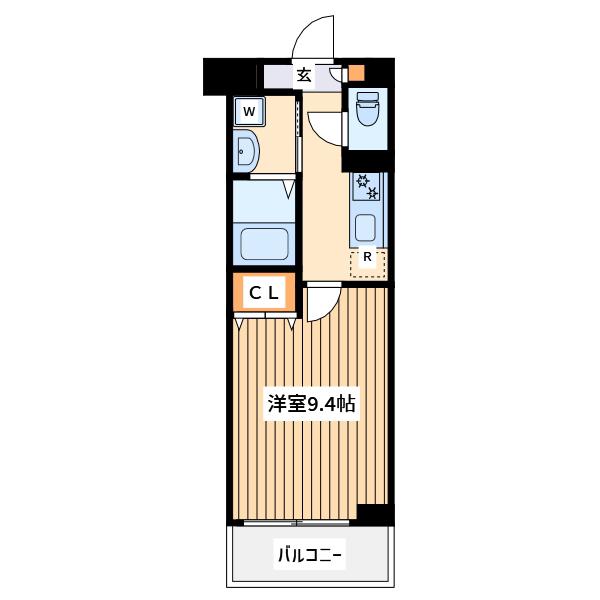 ヴィラージュ横浜(1K/1階)の間取り写真