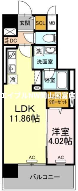 TWIN TOWERS AZUKI(1LDK/5階)の間取り写真