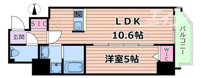 フェルザ福島(1LDK/13階)の間取り写真
