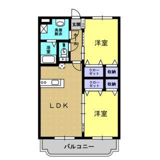 マンション皇宙(2LDK/2階)の間取り写真
