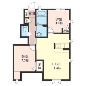 アプロディールB(2LDK/1階)の間取り写真