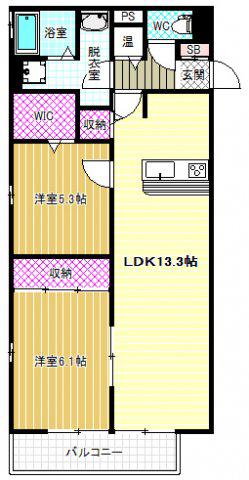 メゾン・カンフリエ(2LDK/2階)の間取り写真