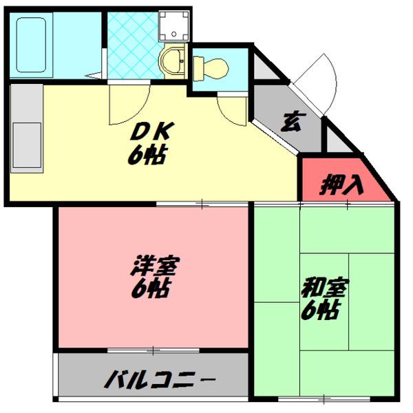 パークアベニュー弐番館(2DK/4階)の間取り写真