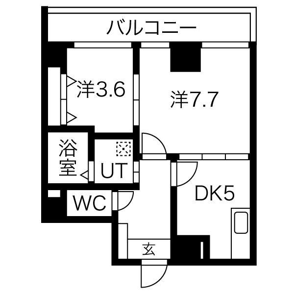 ラ・コルテ大濠(2DK/6階)の間取り写真