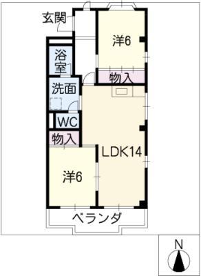 こいけハイツ(2LDK/4階)の間取り写真