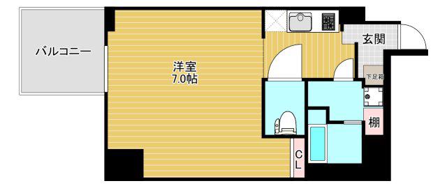 S-RESIDENCE難波大国町DEUX(1K/12階)の間取り写真