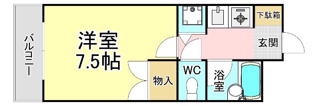 協和リバーサイドビル(1K/4階)の間取り写真