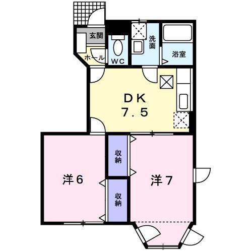 クレアガーデンC(2DK/1階)の間取り写真
