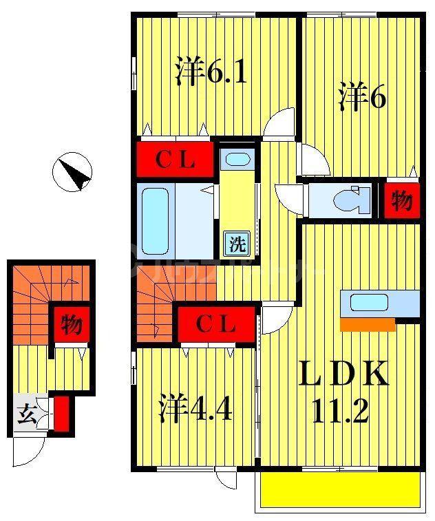 クリアシーズンズD(3LDK/2階)の間取り写真