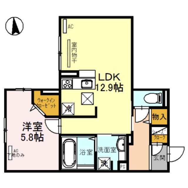 セジュール関目(1LDK/1階)の間取り写真