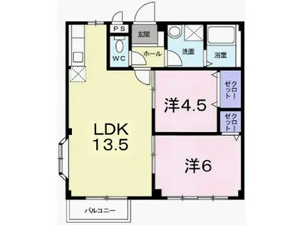 エルディム松本(2LDK/2階)の間取り写真
