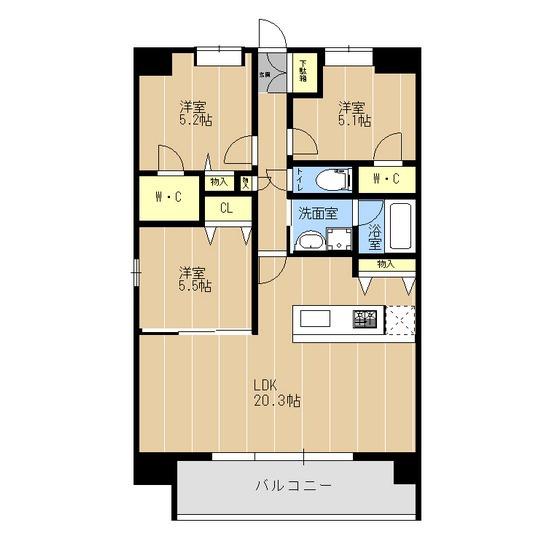 LIBTH原水(3LDK/2階)の間取り写真