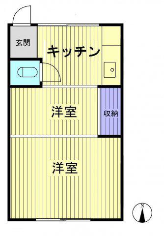 NKビル(2K/2階)の間取り写真
