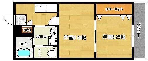 リファレンス大里原町(2K/2階)の間取り写真