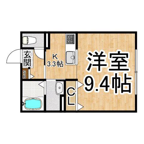 南大通AP(1K/2階)の間取り写真