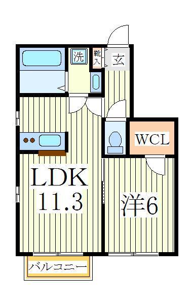 シェソワ A棟(1LDK/1階)の間取り写真